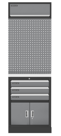 GZ-004 — Panneau perforé + tiroirs et armoire 2 portes